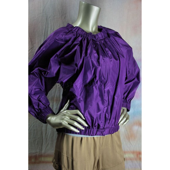 $1645 NWT JIL SANDER Purple Gathered Silk Crop Jacket 8